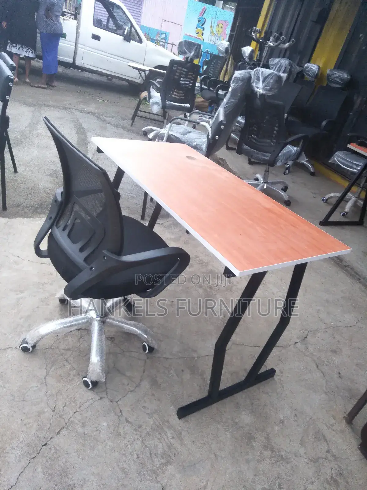 Metal Desk and Mesh Chair