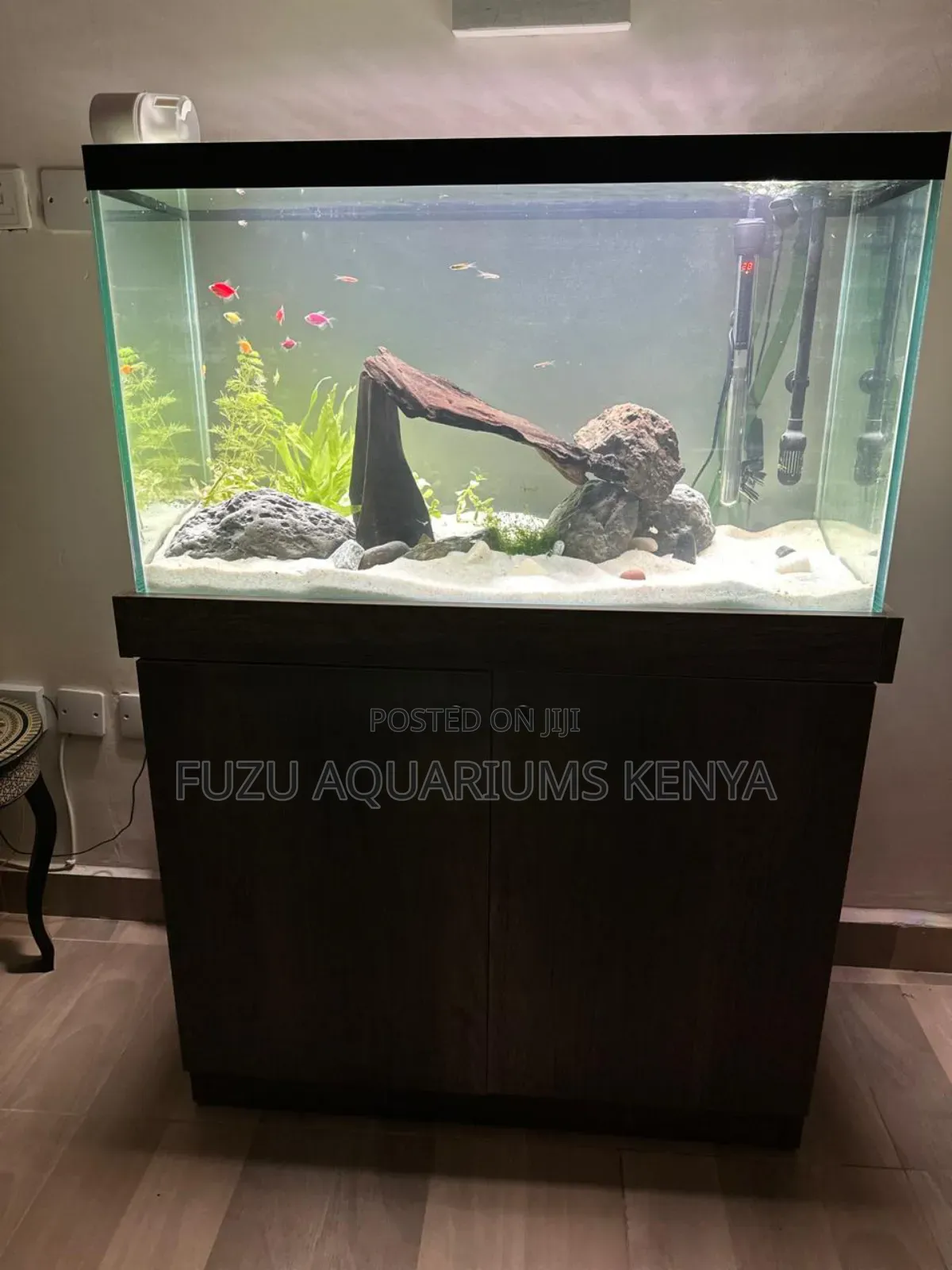 Natural Aquarium With Sand , Cabinet and Full Deco