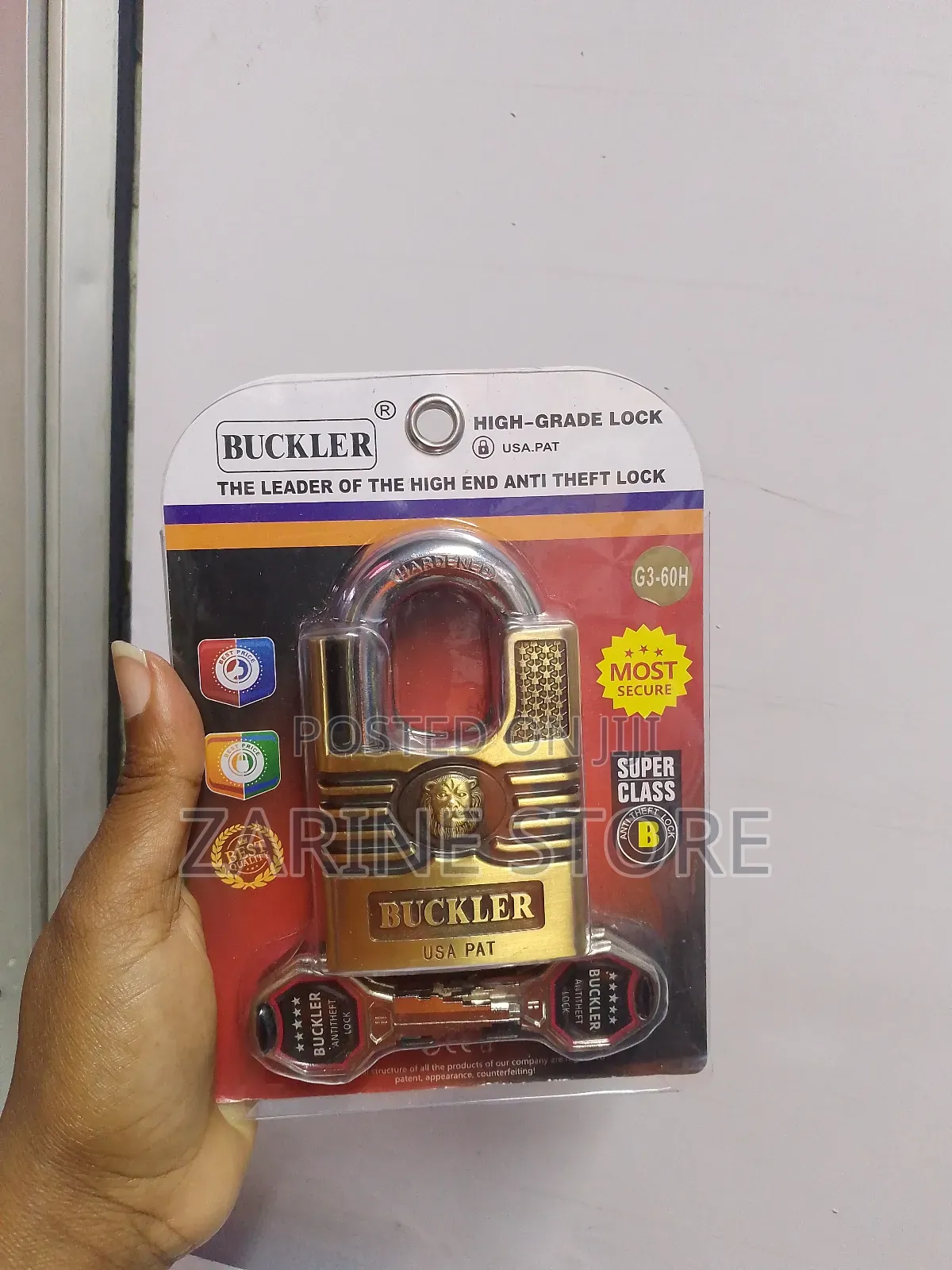 Buckler Highgrade Lock Anti-Theft Anti-Rust 4 Keys 70mm Bucker Padlock
