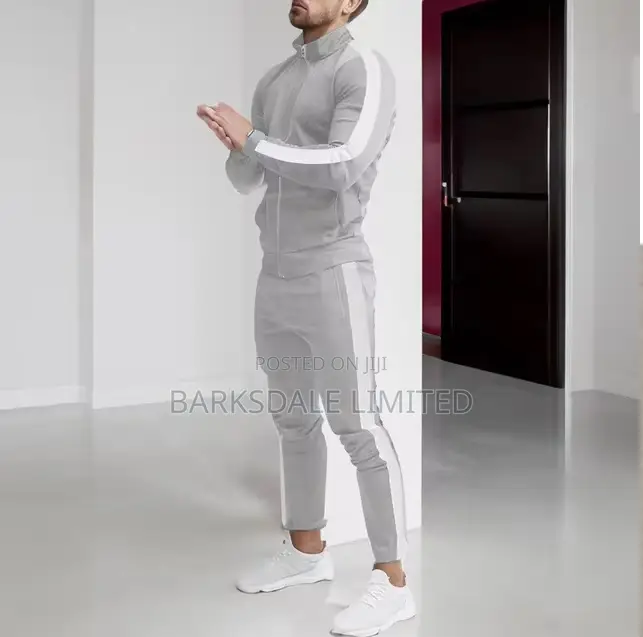 Grey Tracksuit Sports Jacket Trouser Track Jogging Jump Suit