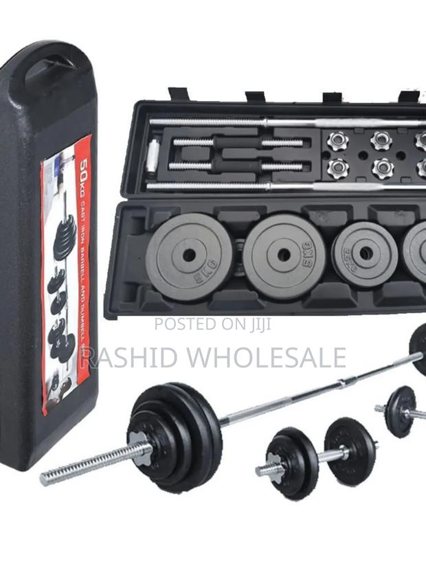 Chrome Dumbells 50kgs With Case And Barbel - main view