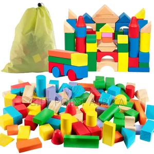 Kids Wooden 100 Piece Wooden Blocks