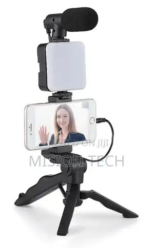 *4 in 1 Microphone, Selfie Light, Tripod Stand.