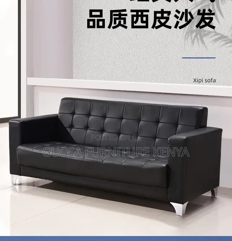 Sofa: 5-Seater Quality Leather Reception Sofa Set