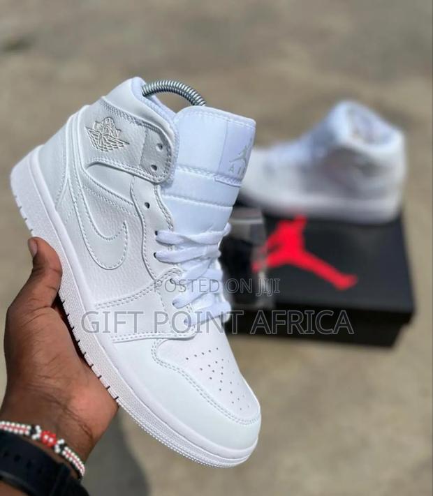 White Jordan 1 High Cut Sneakers - main view