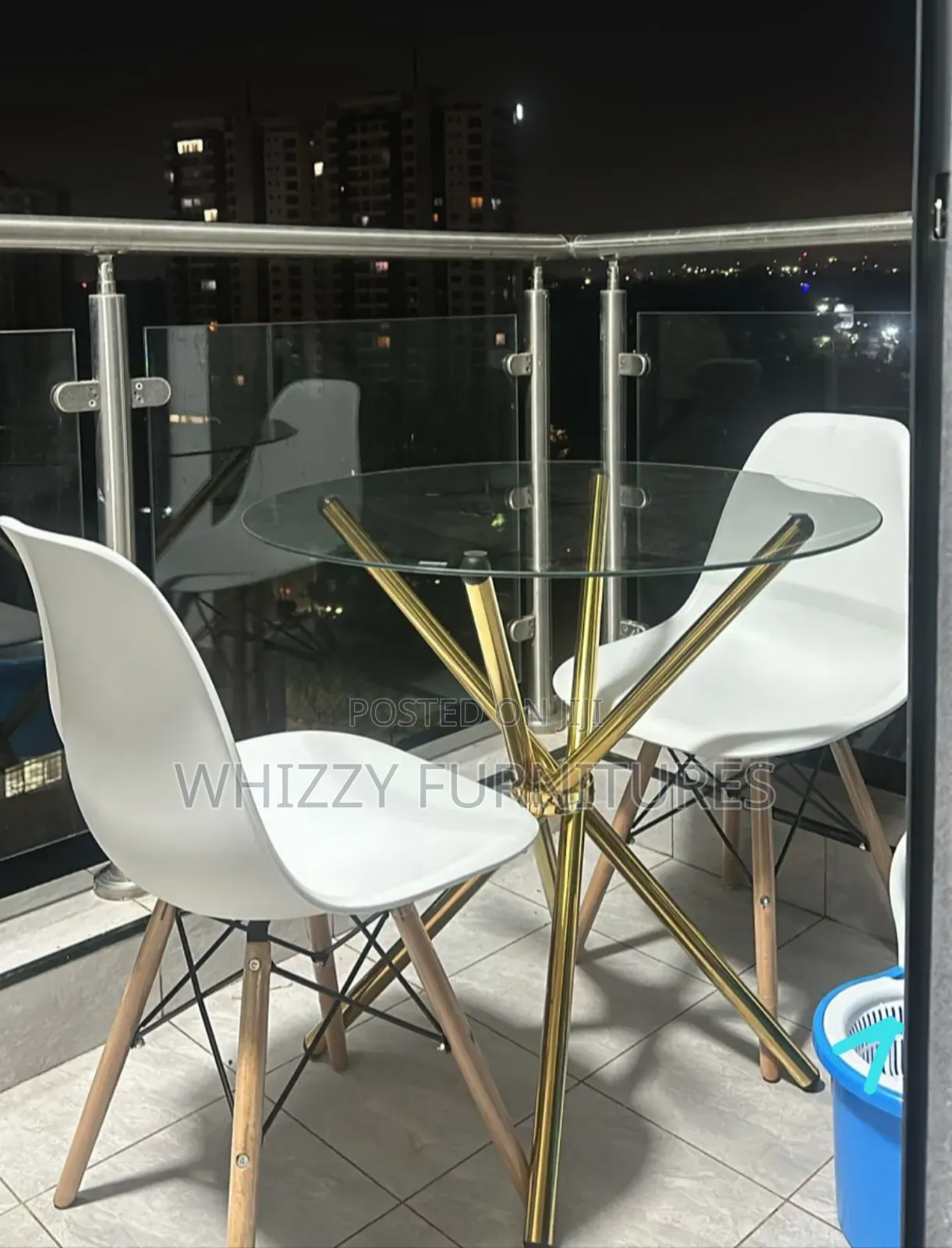 Balcony/Outdoor Glass Table +2chairs