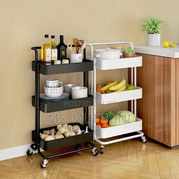 Full Metallic Multi-Functional Movable Trolley Storage Rack - main view