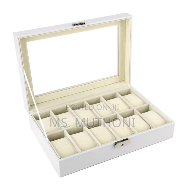 White Leather Watch Organizer* (12 Slots) - thumbnail 3