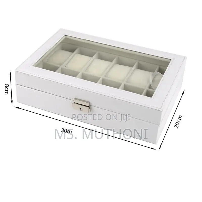 White Leather Watch Organizer* (12 Slots)