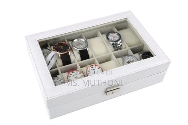 White Leather Watch Organizer* (12 Slots) - thumbnail 4