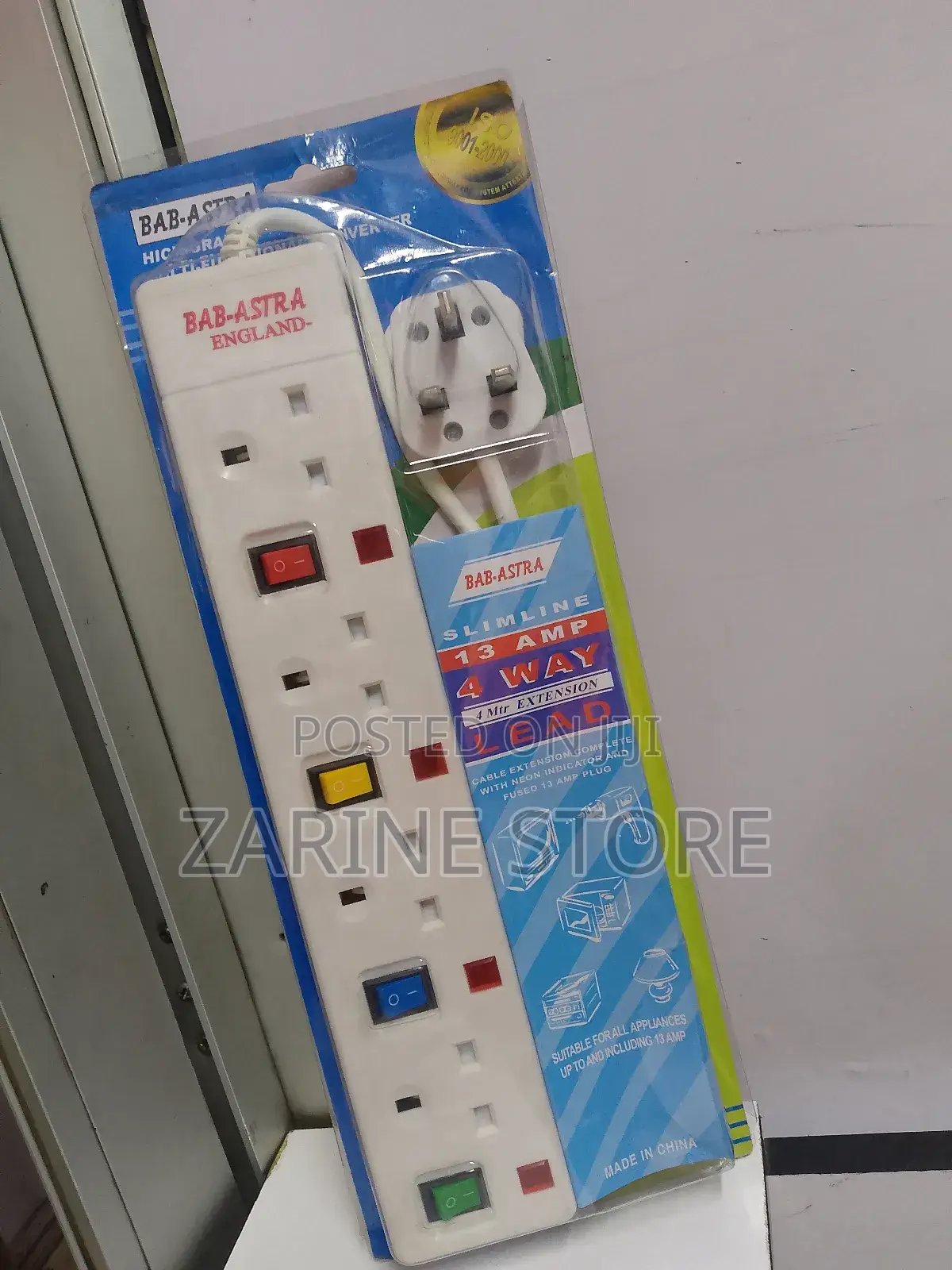 4 Ways Power Extension Corded 3 Metres Long Astra