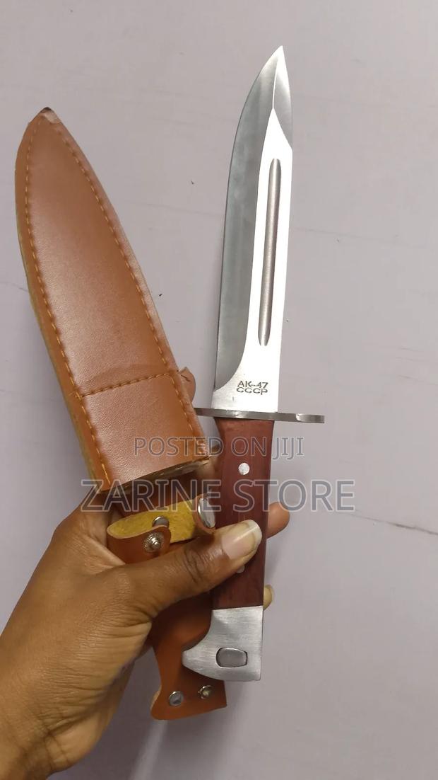 Ak-47 CCCP Sharp Kitchen Knife With Wooden Handle - main view
