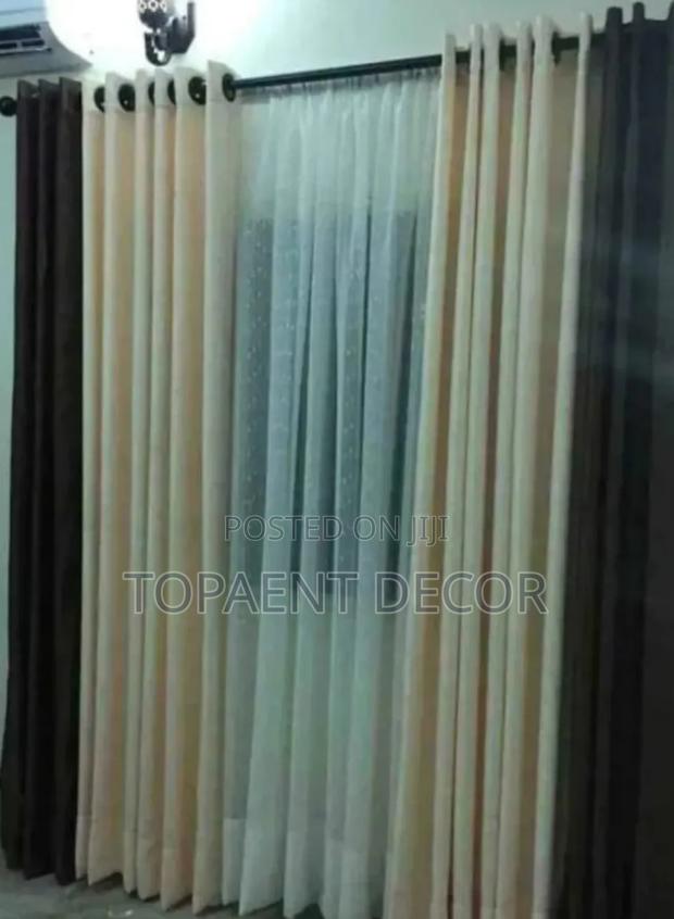 Chocolate Brown and Cream Window Curtains - main view