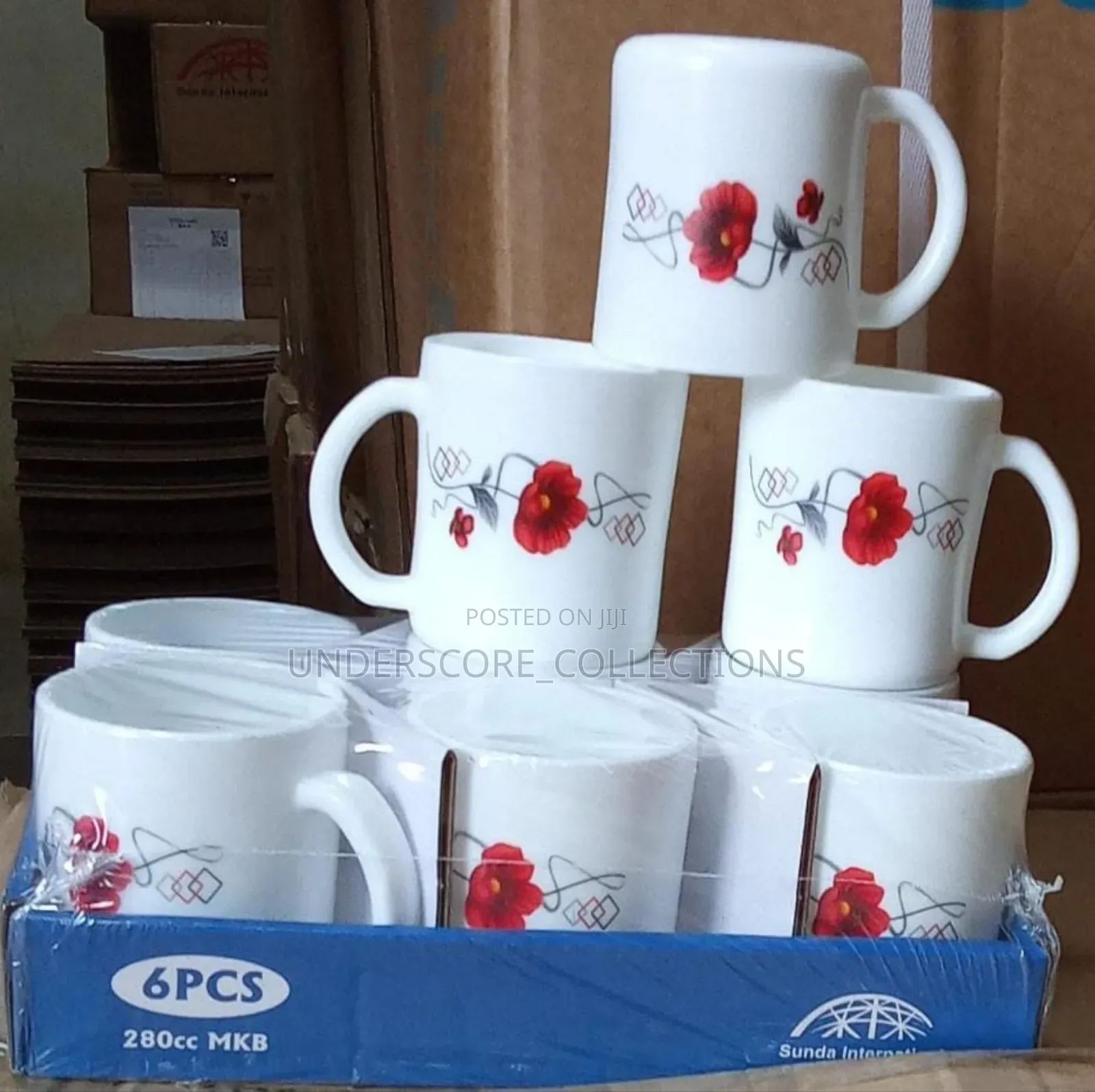 *RESTOCKED 6pcs Red Flower Cup*Contain:6pcs Cups*