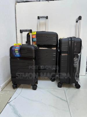 Black Unbreakable PPS 3 Set Suitcase. Rubber - thumbnail 2