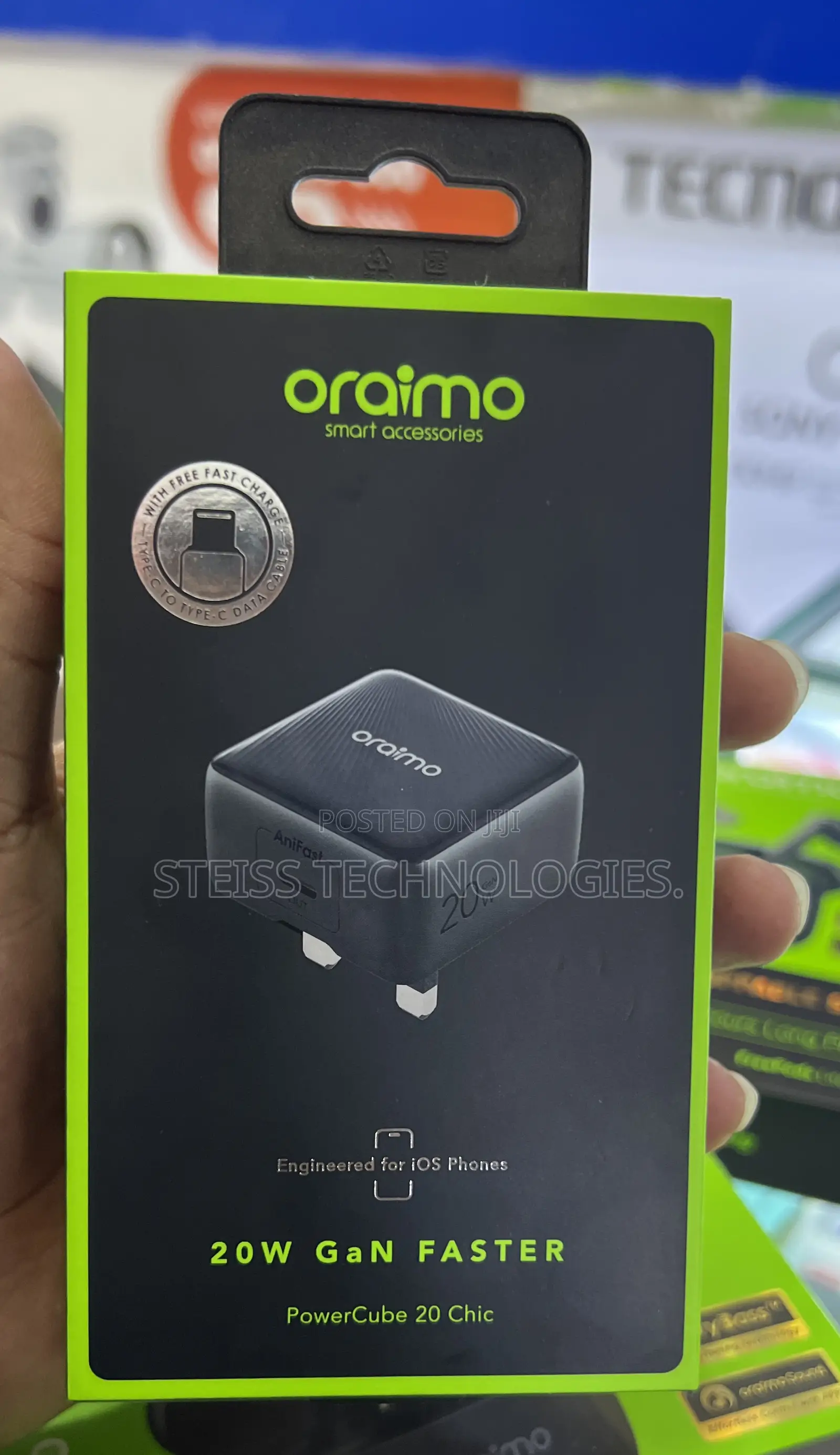 Oraimo 20W Gan FASTER USB-C to USB-C Charger
