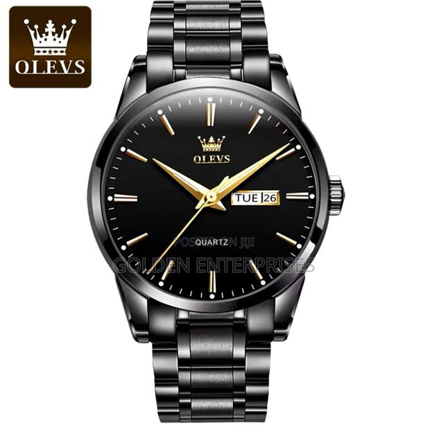 Olevs Classic All Black Stainless Steel Strap Watch - main view