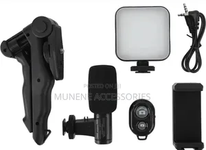 Smartphone Video Making Mic Remote Kit LED Light Stand