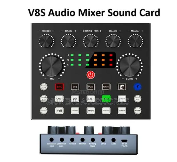 V8S Rechargeable Sound Card For Bm800 Condenser Mic Type C