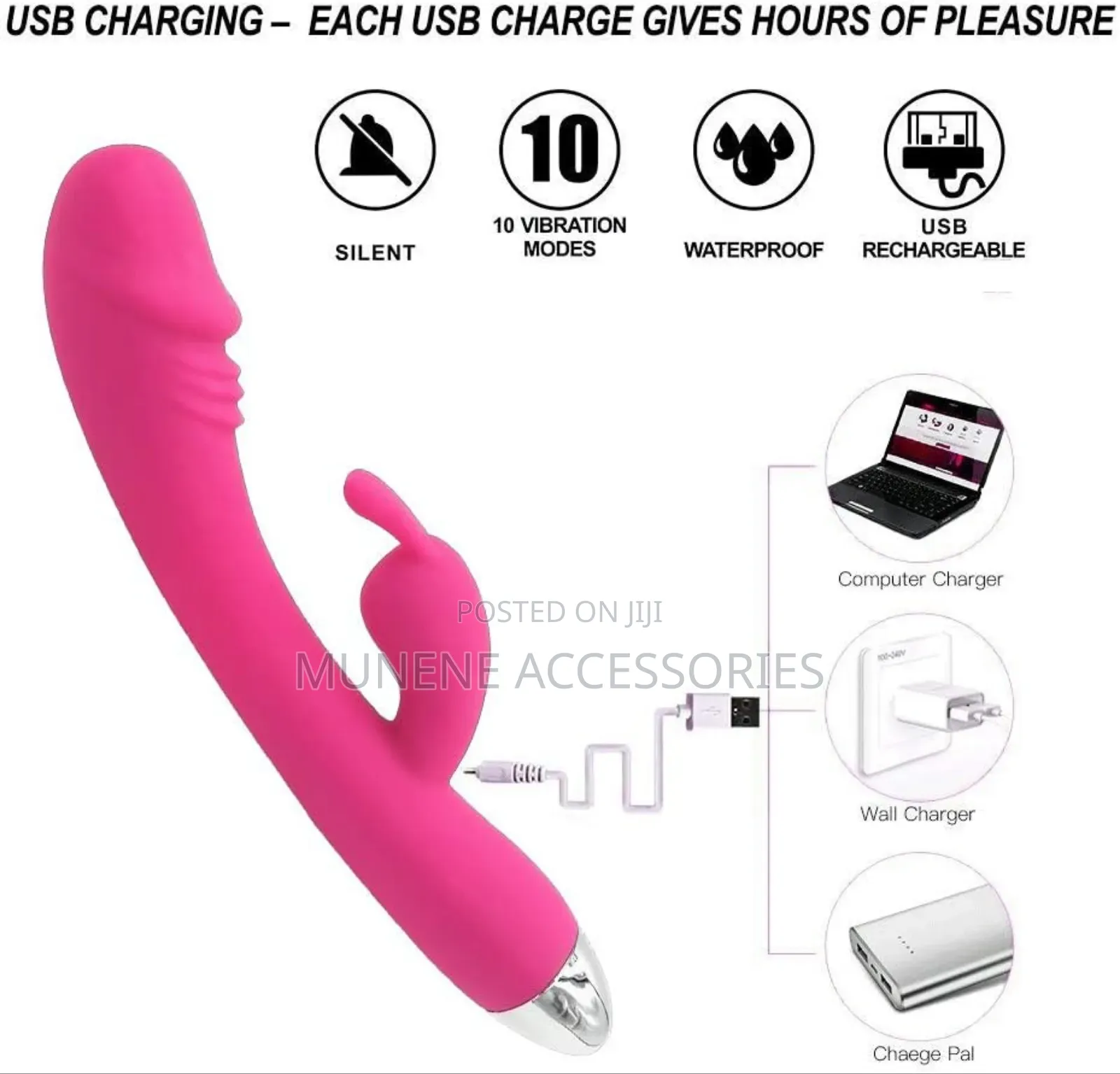 Realistic Rabbit Vibrator With Ears for G-Spot Clit Sex Toy