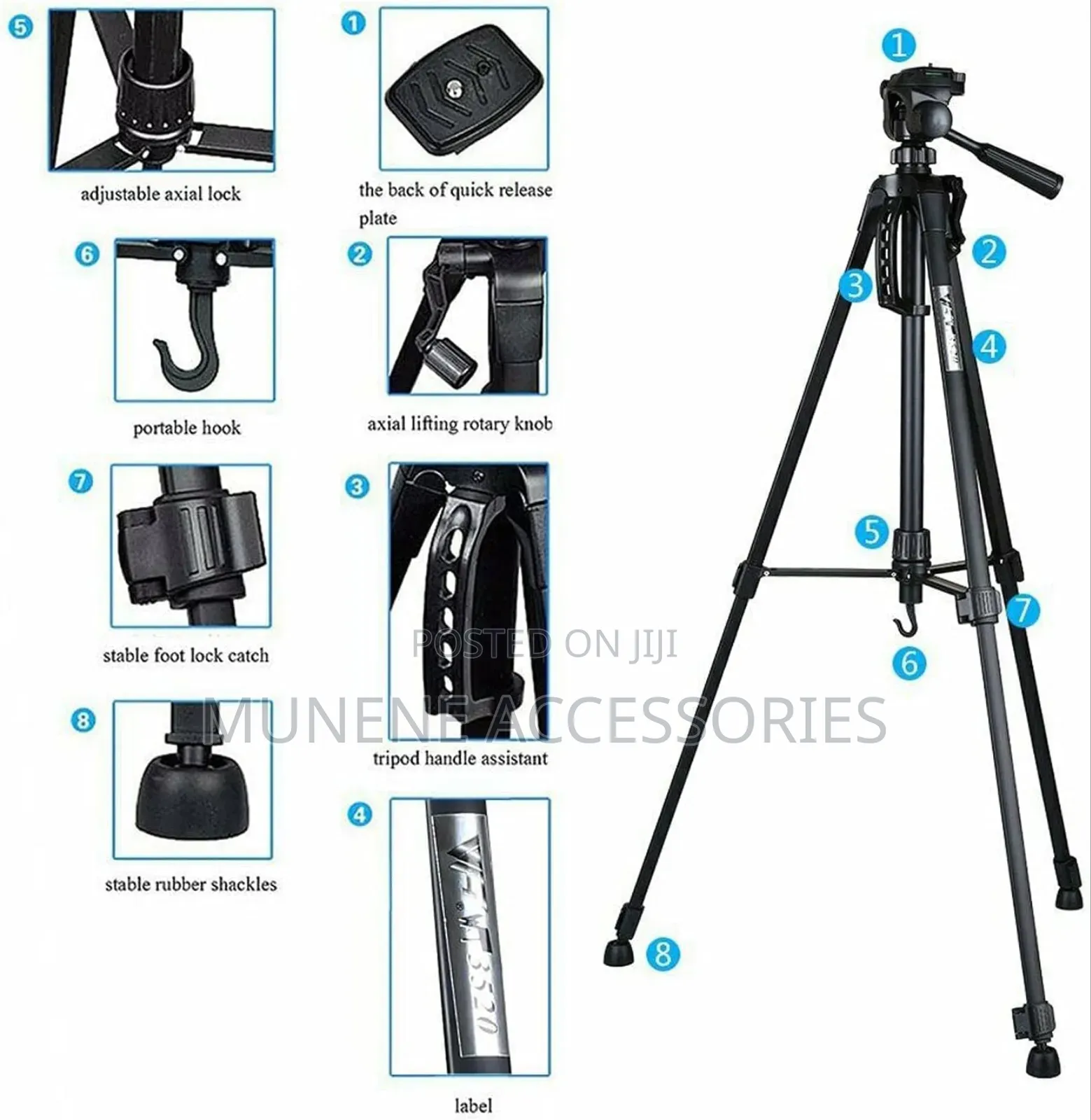 WT 3520 Heavy Duty Tripod STAND for DSLR AND PHONE