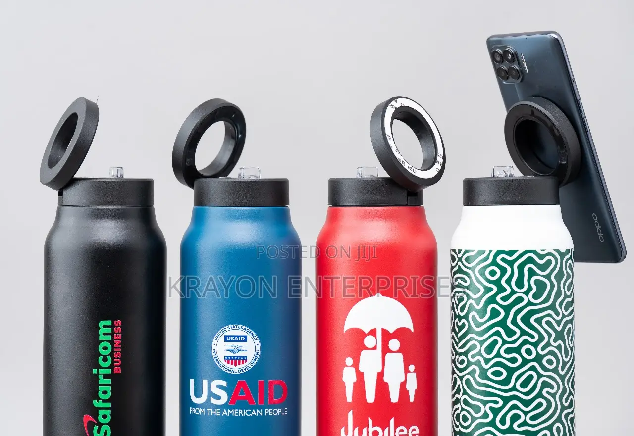 Thermal Flask With a Phone Holder