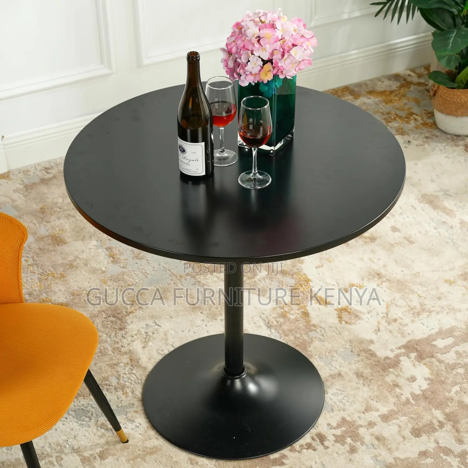 Dining Tables: Black Round Marble Living Room Dining Table