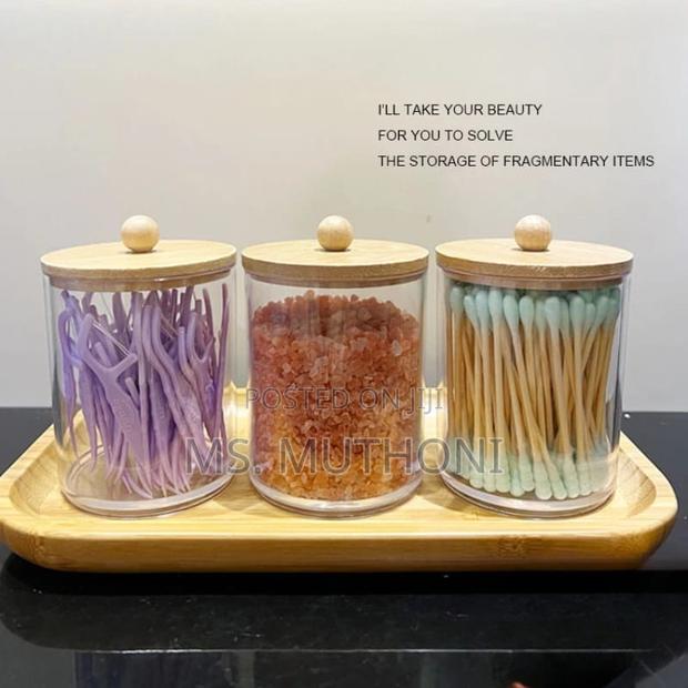 3pcs Acrylic Storage Box With Bamboo Lids Tray - thumbnail 2
