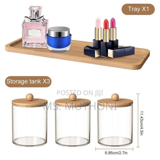 3pcs Acrylic Storage Box With Bamboo Lids Tray - thumbnail 3