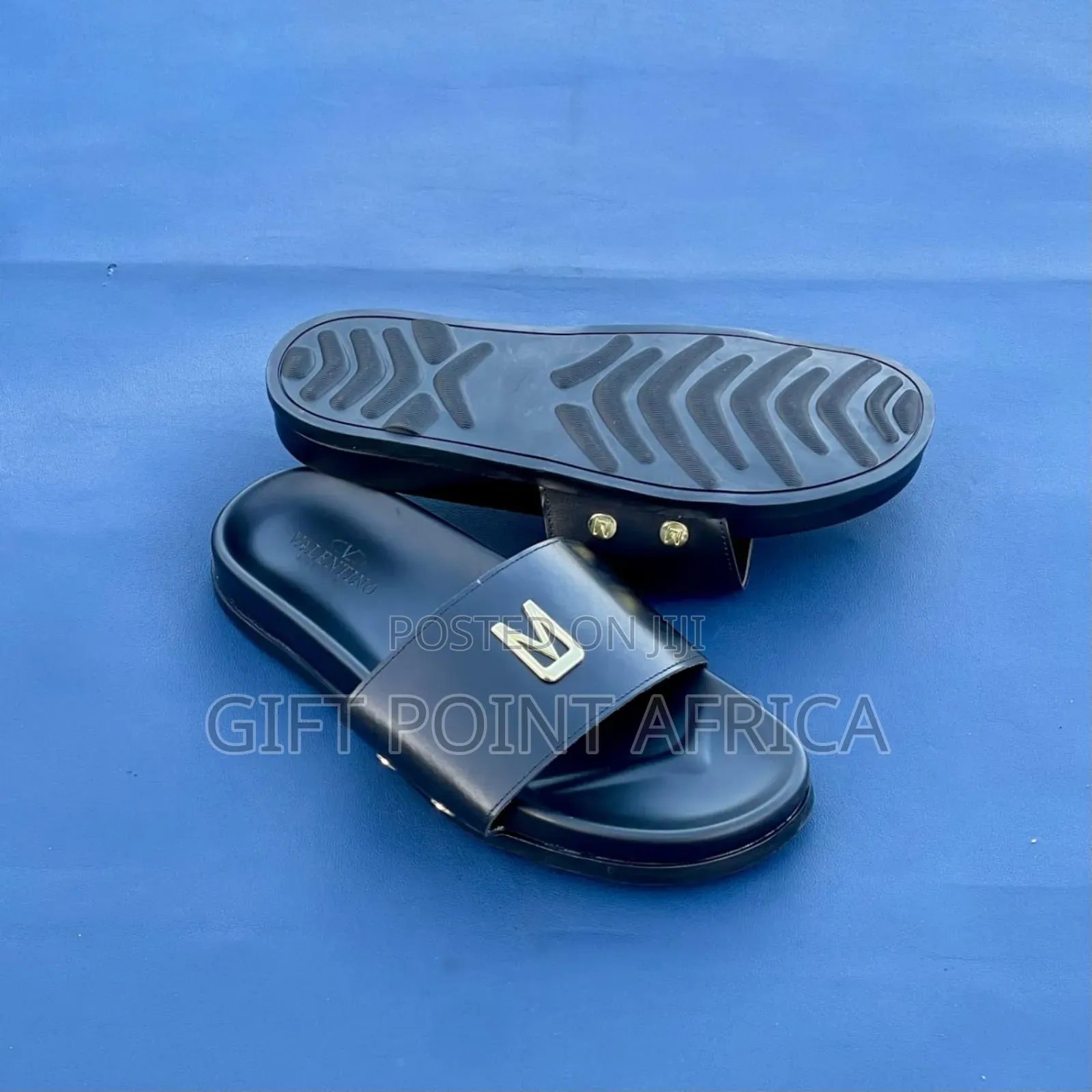Valentino Leather Black Sandals for Men