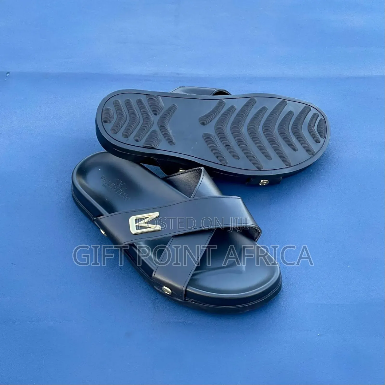 Valentino Leather Black Sandals for Men