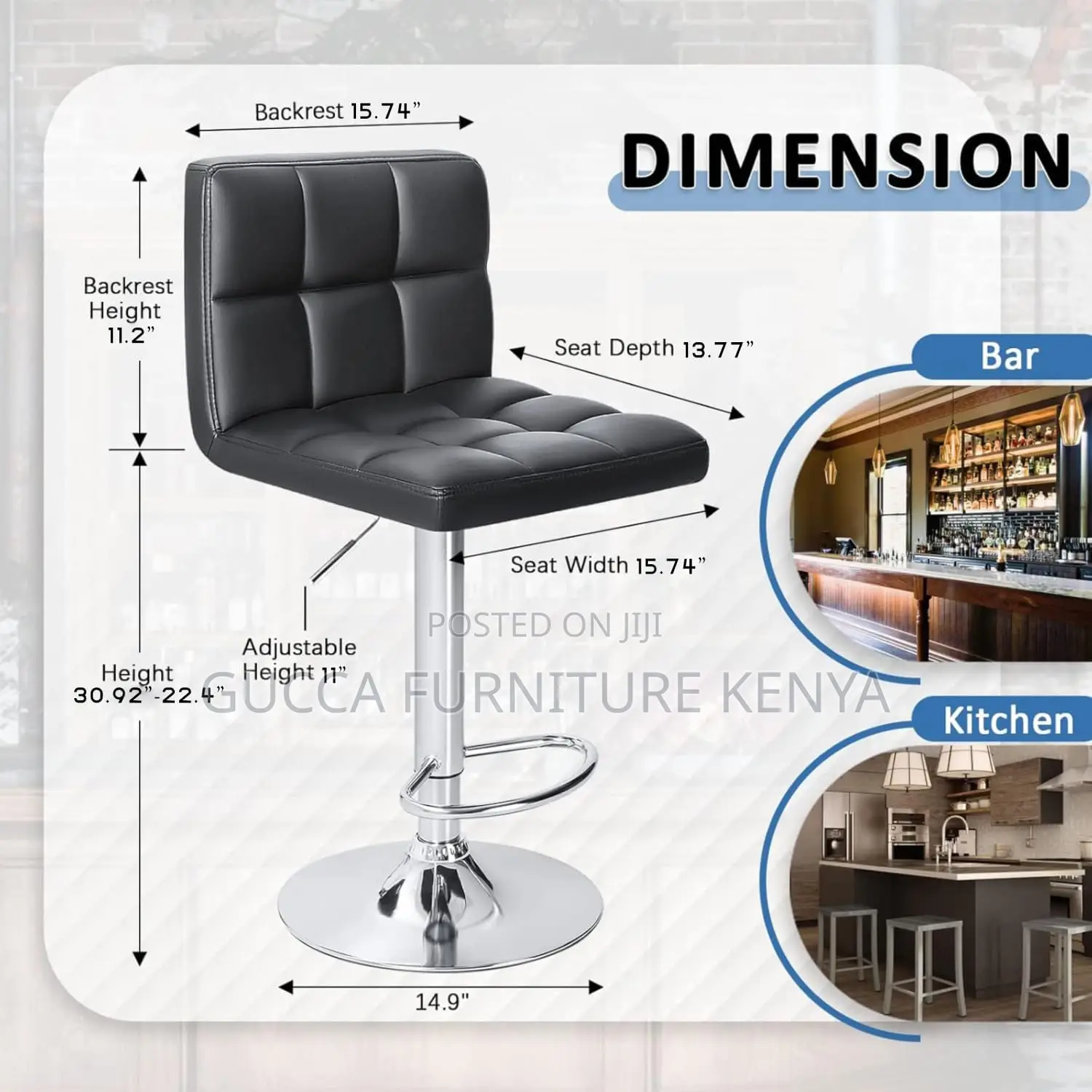 Home Chairs: Leather Hydraulic Kitchen Counter Bar Stool