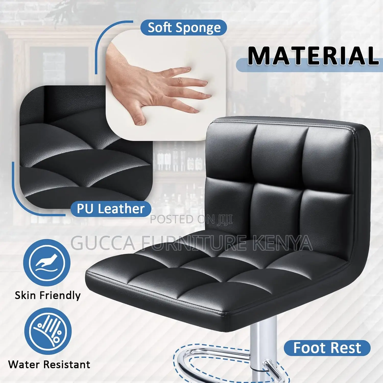 Home Chairs: Leather Hydraulic Kitchen Counter Bar Stool