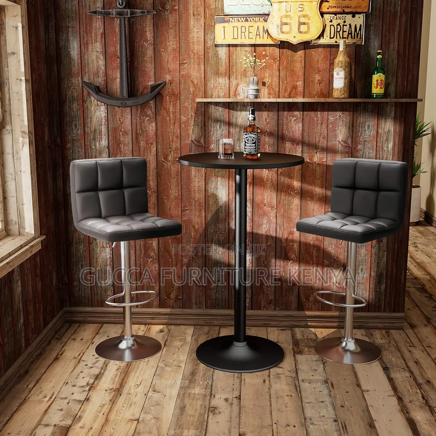 Home Chairs: Leather Hydraulic Kitchen Counter Bar Stool