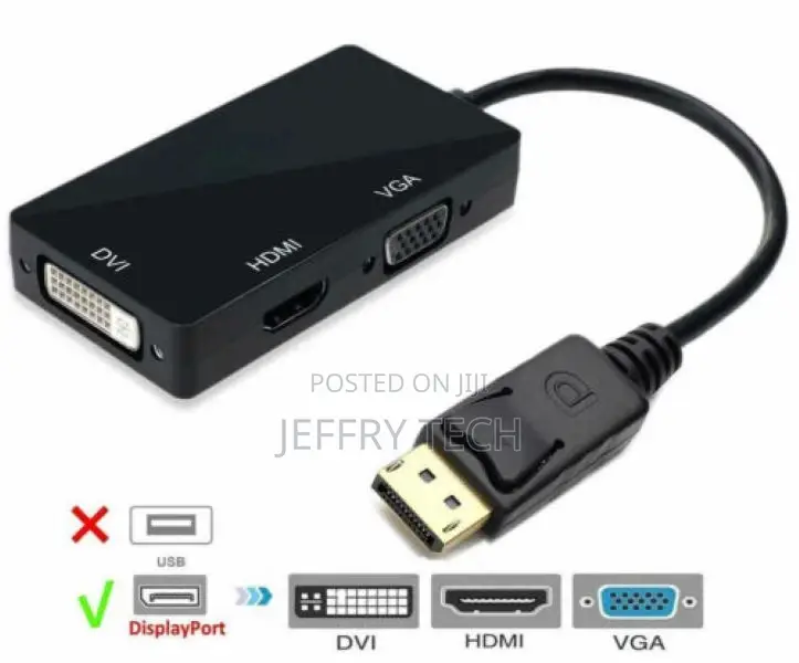 3 in 1 Displayport DP Male to HDMI/DVI/VGA Female Adapter Co