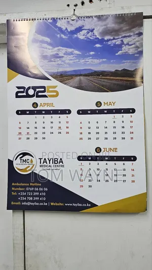 2025 A2 Size Wall Calendar, 5 Pages, Full Color