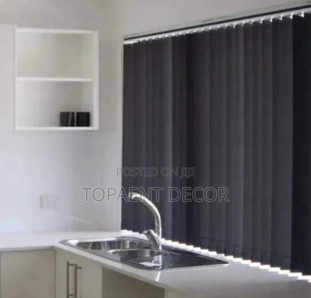 Black Vertical Kitchen Window Blinds - main view