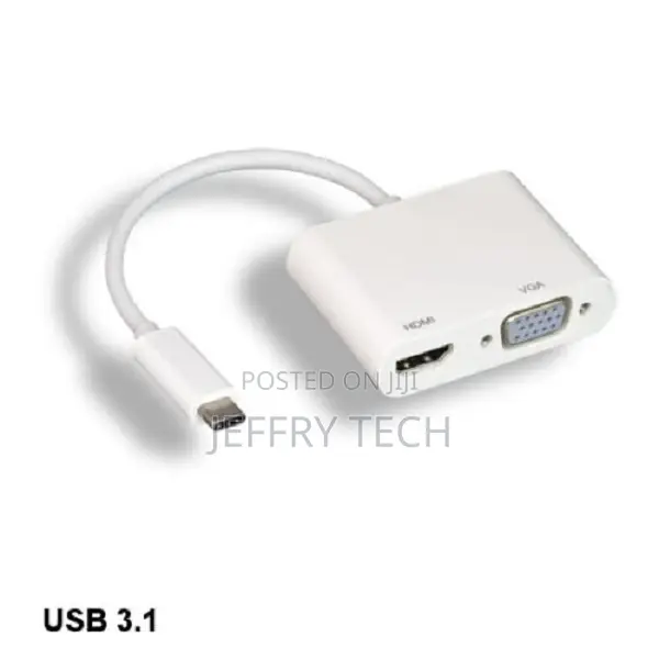 USB 3.1 Type C to HDMI and VGA Hd15 for PC Smartphone HDT