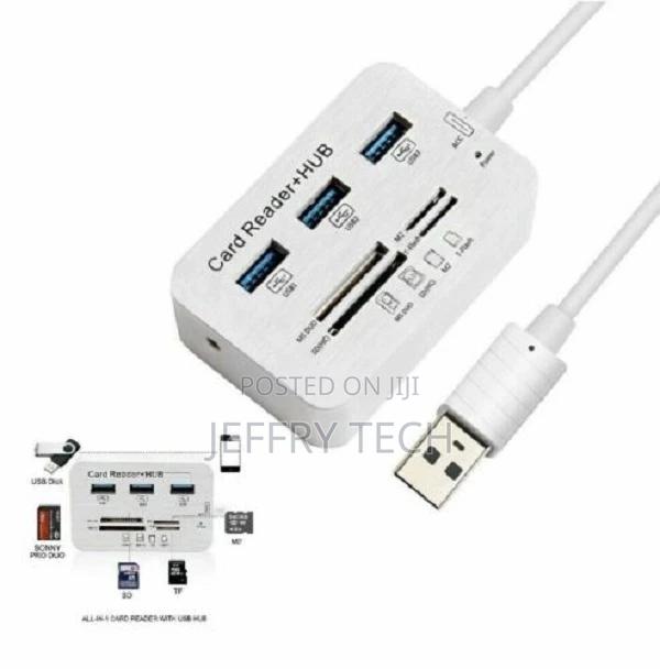 Aluminum 3 Port USB 3.0 Hub MS SD M2 TF Multi-in-1 Memory Ca - main view