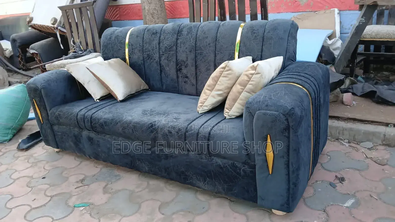 Morden Velvet Black Three Seater Sofa on Sale