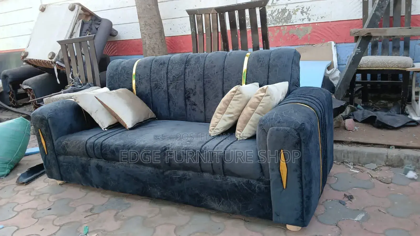 Morden Velvet Black Three Seater Sofa on Sale