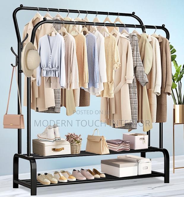 Black Multi-Functional Rack With Shoe Storage