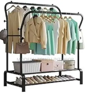 Clothes Rack With Integrated Shoe Shelf