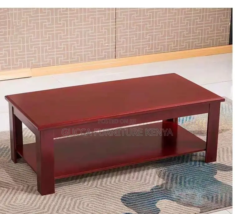 Coffee Tables: Brown Wooden Rectangular Center Coffee Table