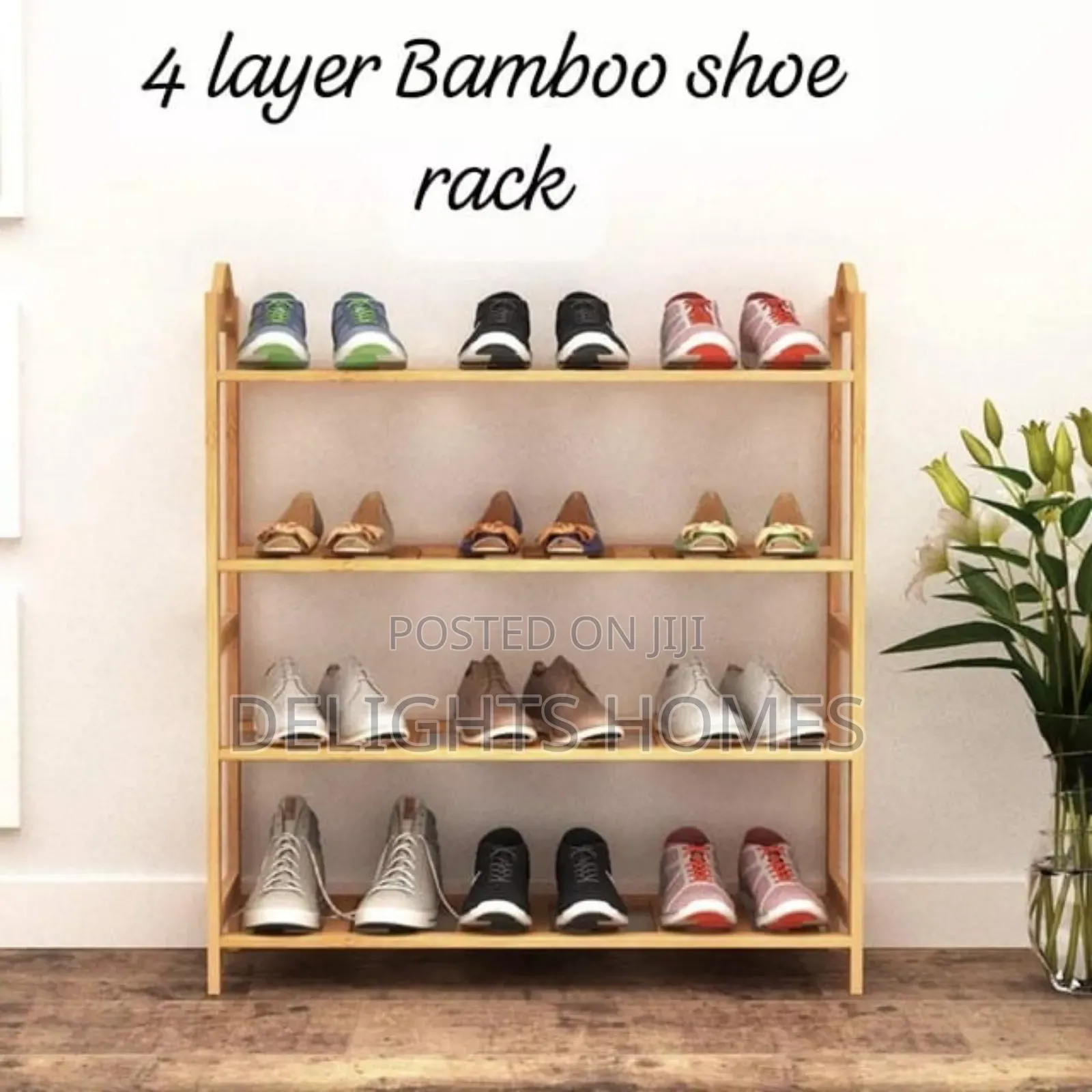 4 Layer Natural Bamboo Shoe Rack -Haw