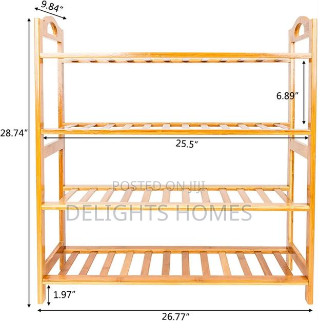 4 Layer Natural Bamboo Shoe Rack -Haw - thumbnail 2