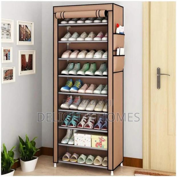 10 Tier Dustproof 27 Pairs Shoes Rack. -Haw