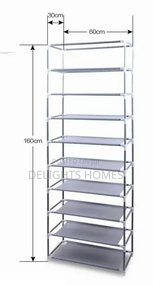 10 Tier Dustproof 27 Pairs Shoes Rack. -Haw