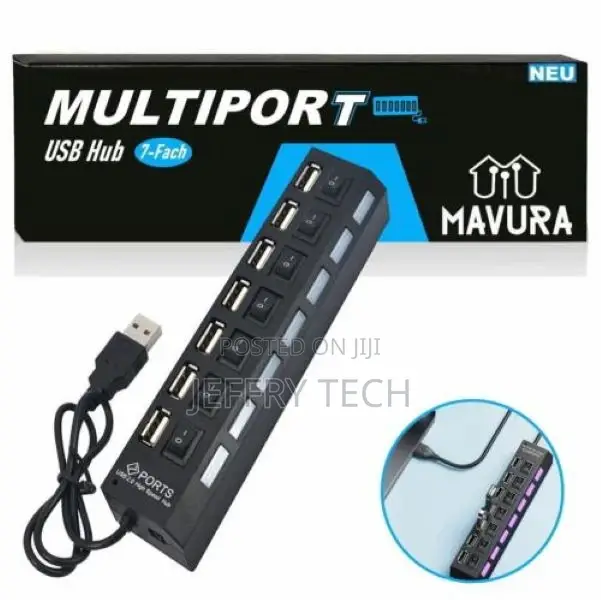 MULTIPORT USB Hub 7x Port Splitter Adapter Superspeed Data H