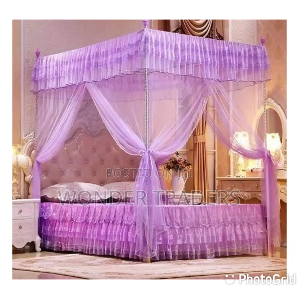 4 Stand Mosquito Net With Metallic Stand-Purple 4*6